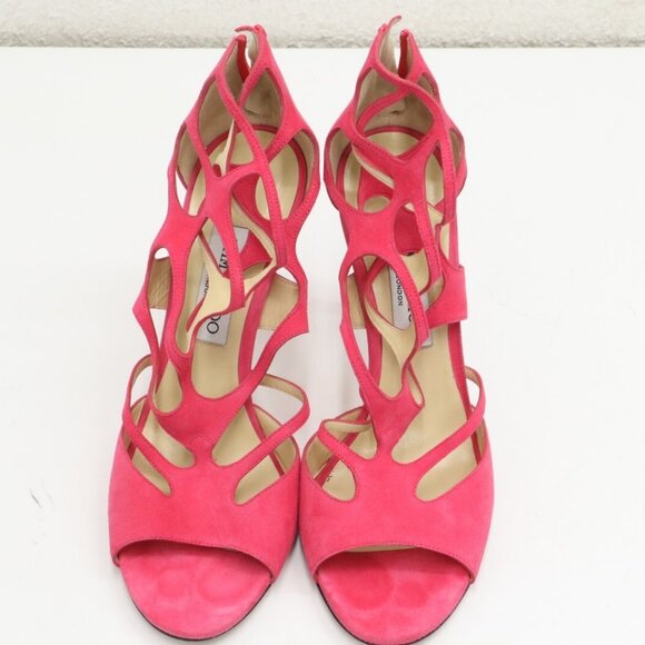 Jimmy Choo Pink Ren Suede High Heels Size 40/US 10 - Picture 1 of 8